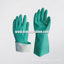 Unsupported Long Sleeve Flock Lined Nitrile Chemical Work Glove -5620